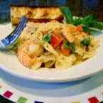 Roasted Tomato and Garlic Shrimp with Goat Cheese and Pasta