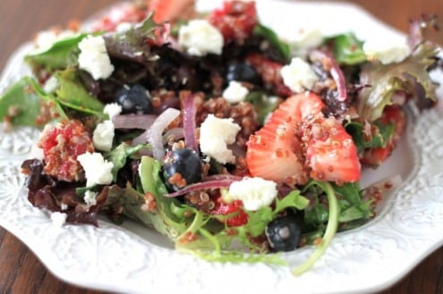 Triple Berry Quinoa and Spring Green Salad
