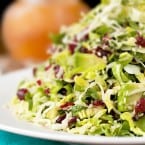 Avocado and Shaved Brussels Sprout Salad with Honey-Ginger Vinaigrette