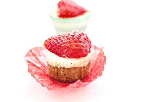 Mini Strawberry Cheesecakes with Walnut Crust