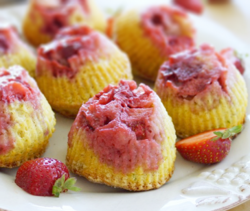 Strawberry Lime Upside-down Muffins with Lavender Sugar