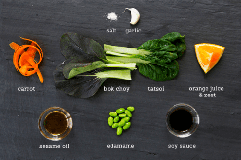 Bok Choy and Tatsoi Salad with Sesame-Orange Dressing