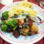 Broccoli Raab with Sausage, Black Mission Figs and Gluten-Free Penne