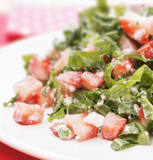 Strawberries, Kale and Feta Salad