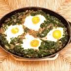 Baked Eggs on Wilted Spinach