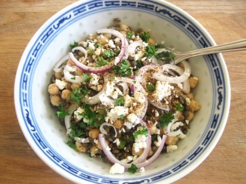 Chickpea, Lentil and Tahini Salad with Feta