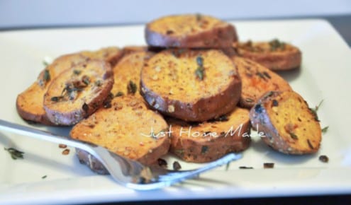 Thyme and Garlic Roasted Sweet Potatoes