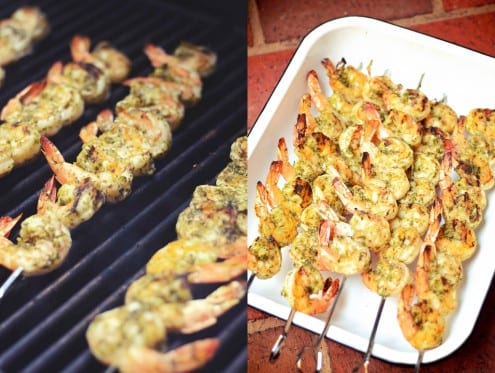 Grilled Shrimp with Cilantro Mint Chutney 