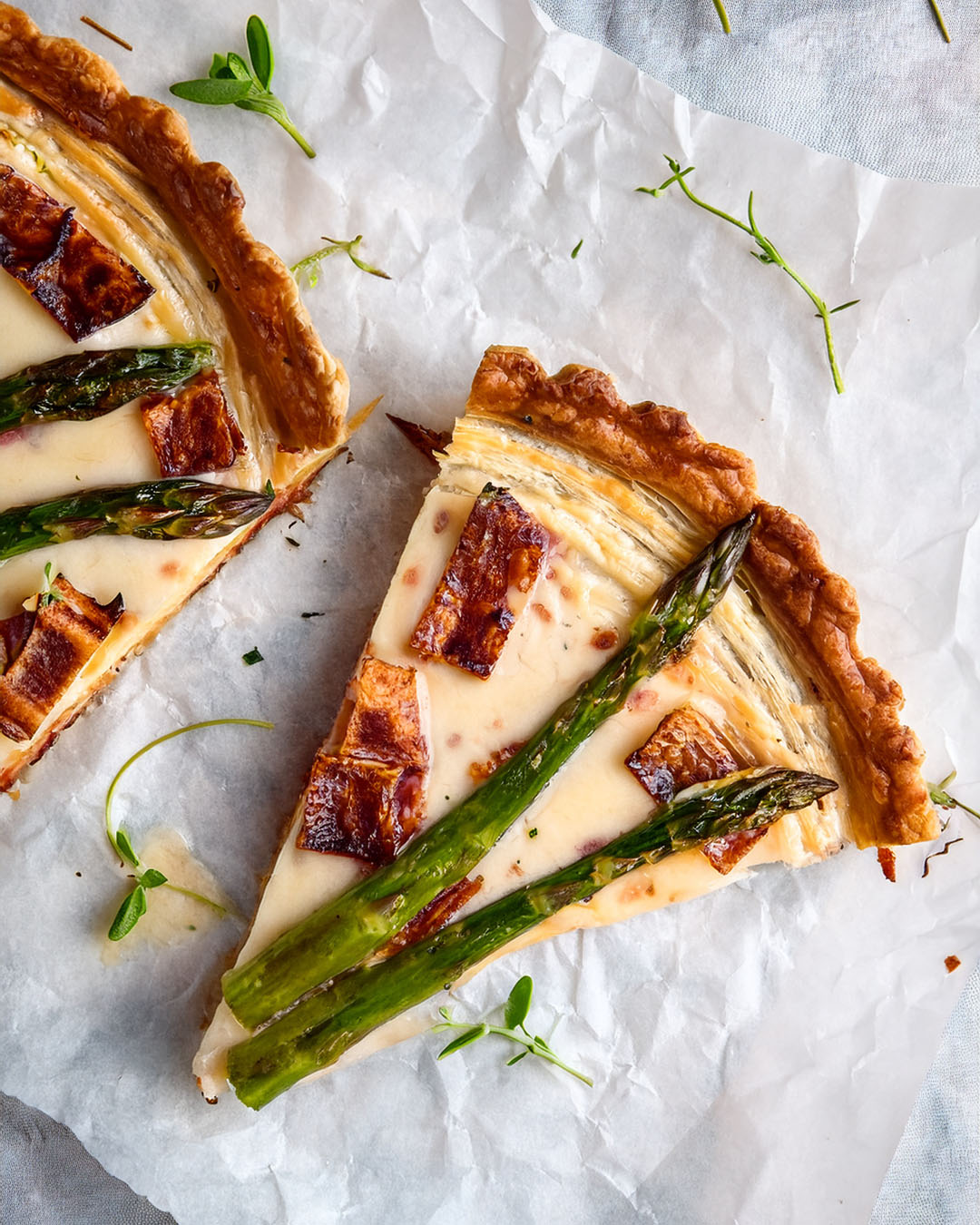 Bacon Asparagus Raclette Tart