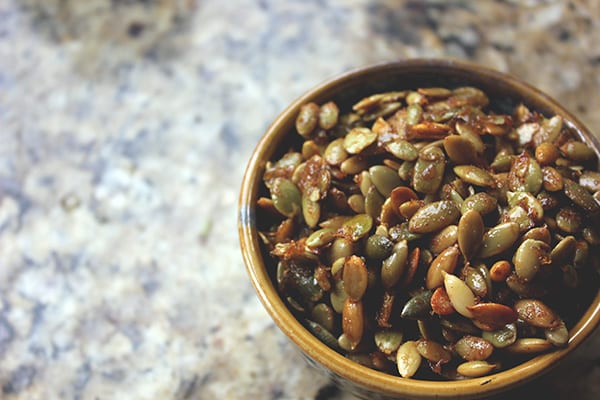 Sweet and Spicy Caramelized Pumpkin Seeds