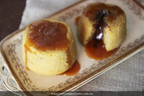 Ginger Pudding with Molten Chocolate and Caramel