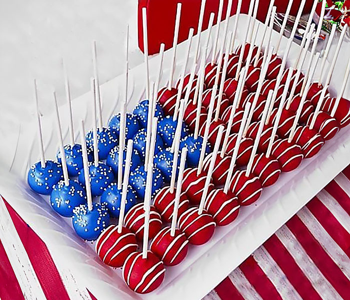 Red White and Blue Patriotic Cake Pops