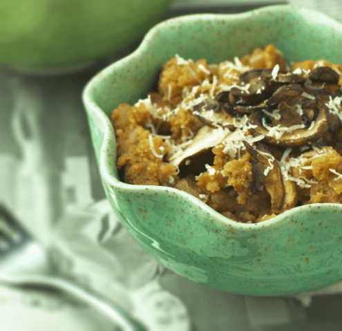 Cauliflower Risotto with Roasted Mushrooms