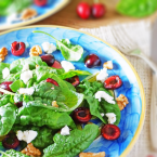 Spinach Salad with Cherries, Goat Cheese and Walnuts