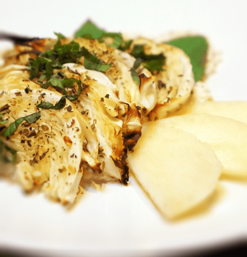 Grilled Cabbage, Apple and Tofu Salad