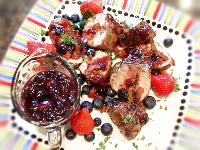 Grilled Pork Tenderloin with Berry Bacon Sauce