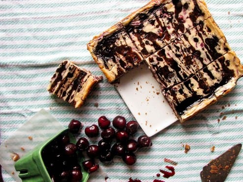 Cherry Balsamic Cheesecake Bars