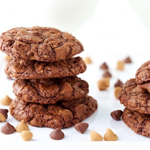 Chocolate Peanut Butter Toffee Cookies 