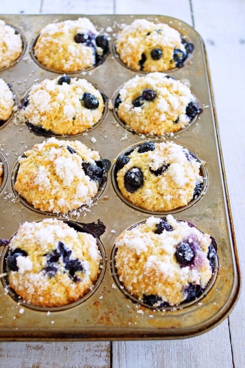 Blueberry Ricotta Muffins with Lemon Sugar Topping