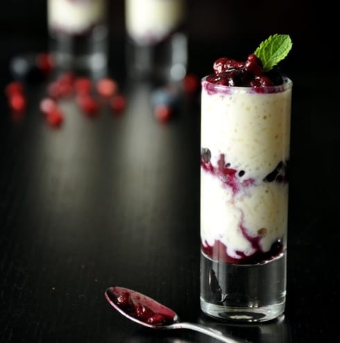 Pomegranate and Blueberry Rice Pudding