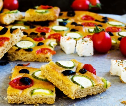 Tomato, Zucchini and Olive Focaccia