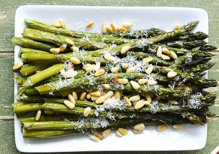 Citrus Roasted Asparagus with Parmesan and Toasted Pine Nuts