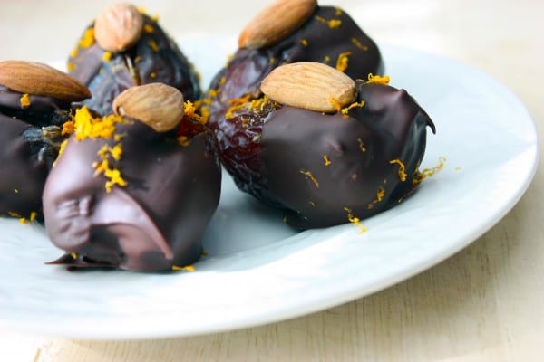 Chocolate-Covered Almond-Stuffed Dates