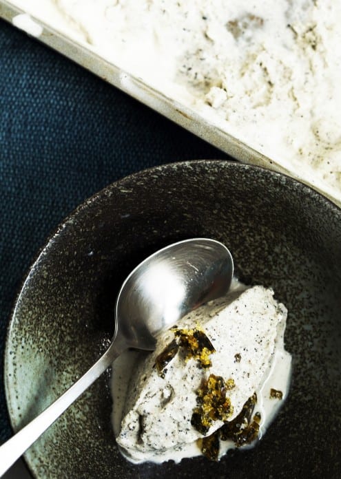 Black Sesame and Coconut Ice Cream with Brittle  