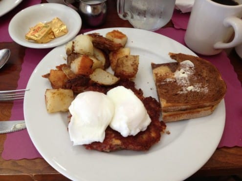 Lazy Lobster's Corned Beef Hash and poached eggs.