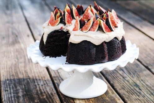 Gluten-Free Chocolate Cake with Cashew Cream and Figs