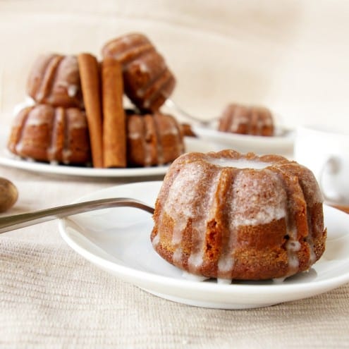 Mini Gingerbread Bundt Cakes with Cinnamon Glaze