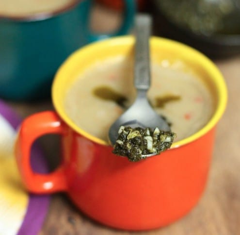 Chickpea Soup with Pesto Garnish