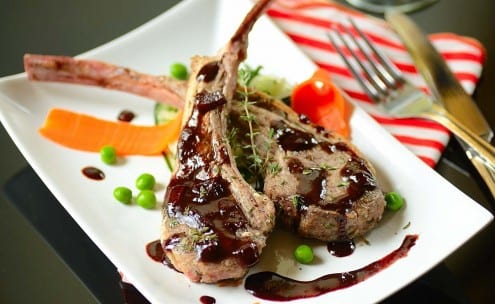 Lamb Chops with Blueberry-Balsamic Reduction