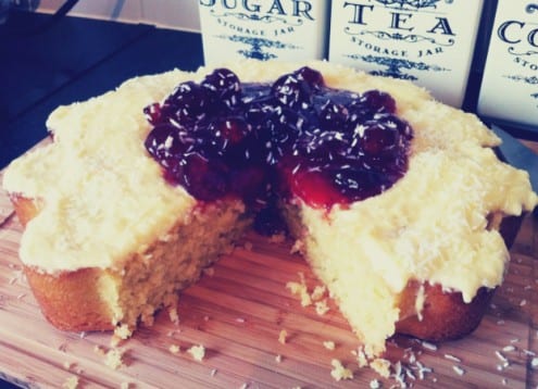 Coconut Cake with Rosewater and Jam