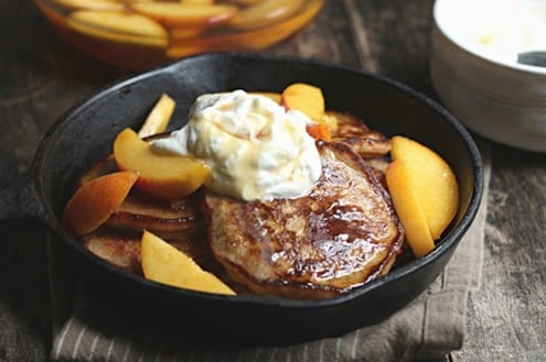 Pancakes with Brandied Peaches