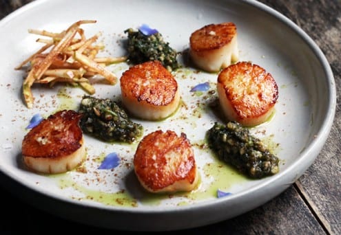 Scallops with Pickled Apples