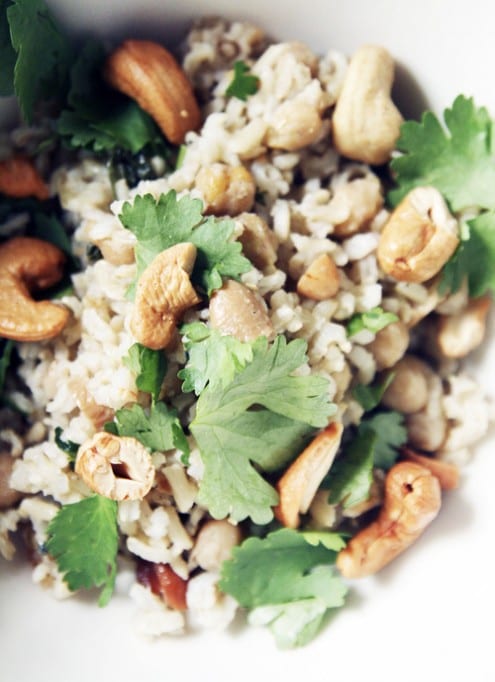 Chickpea, Cashew and Shallot Pilaf 