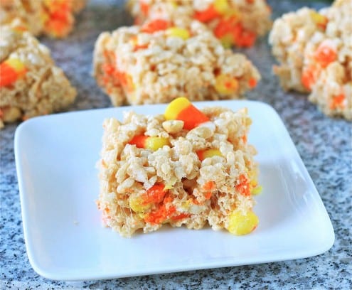 Candy Corn and Salted Peanut Rice Krispie Treats