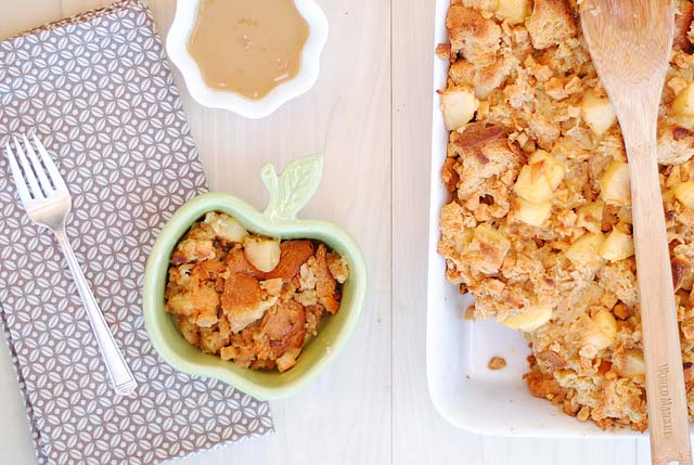 Apple Turnover Bread Pudding with Maple Cream Sauce