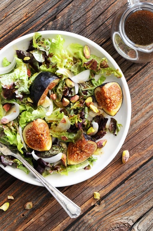 Fig and Pistachio Salad with Pomegranate Dressing