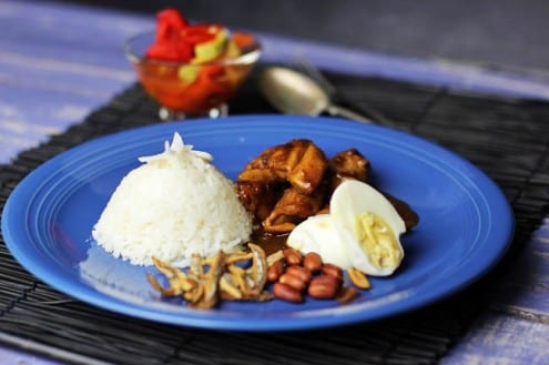 Nasi Lemak with Chicken Curry