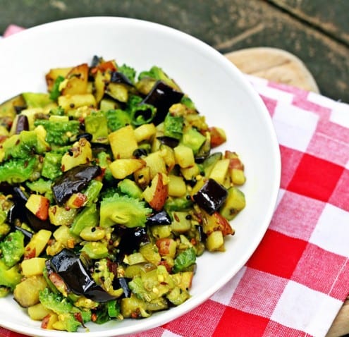 Bitter Melon, Potato and Eggplant Stir Fry