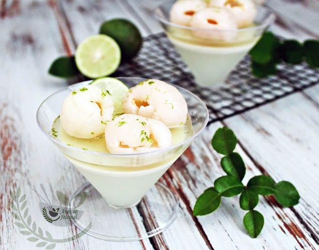 Lime Coconut Jello with Lychees