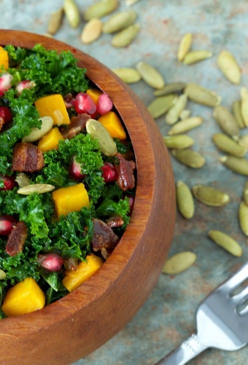 "Massaged" Kale and Roasted Butternut Squash Salad