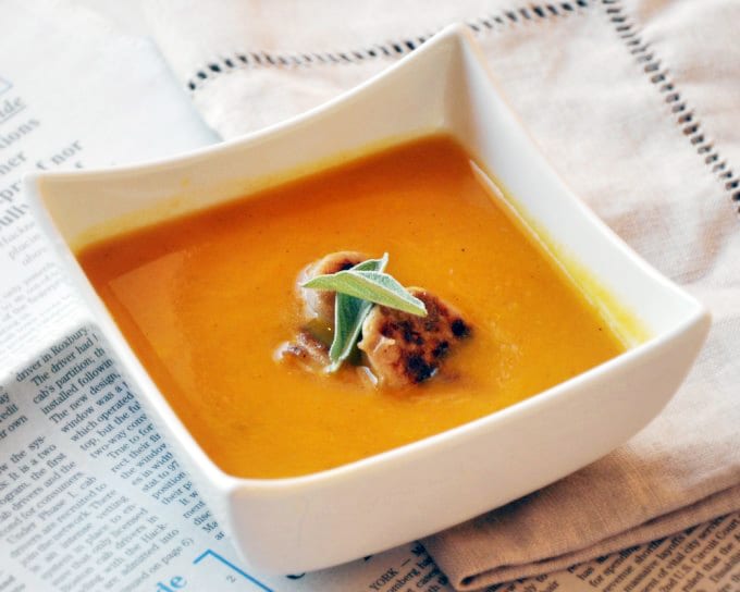 Butternut Squash Soup With Apple Chicken Sausage