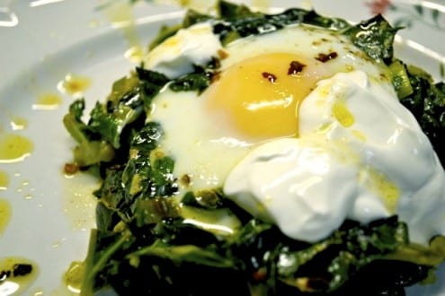 Baked Eggs with Spinach, Yogurt, and Spiced Butter