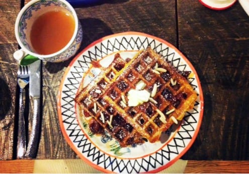 Pumpkin Multigrain Waffles with Apple Cider Syrup