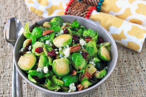 Brussels Sprouts Salad with Blue Cheese and Maple Dressing