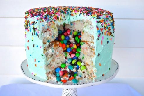 Candy-Filled Funfeti Piñata Cake