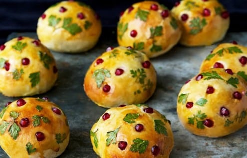 Brioche Rolls with Parsley and Pomegranate